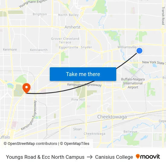 Youngs Road & Ecc North Campus to Canisius College map