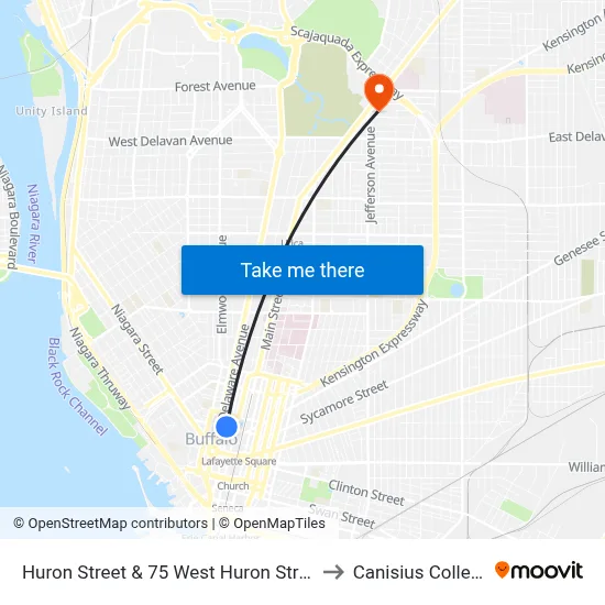 Huron Street & 75 West Huron Street to Canisius College map