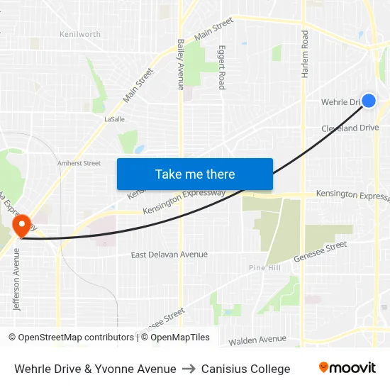 Wehrle Drive & Yvonne Avenue to Canisius College map