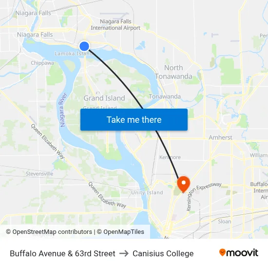 Buffalo Avenue & 63rd Street to Canisius College map
