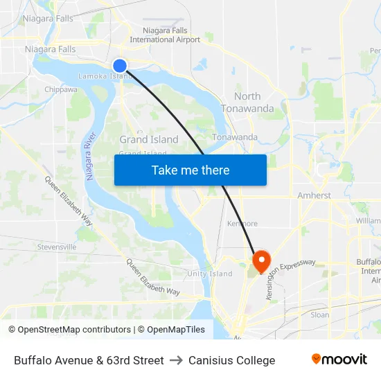 Buffalo Avenue & 63rd Street to Canisius College map
