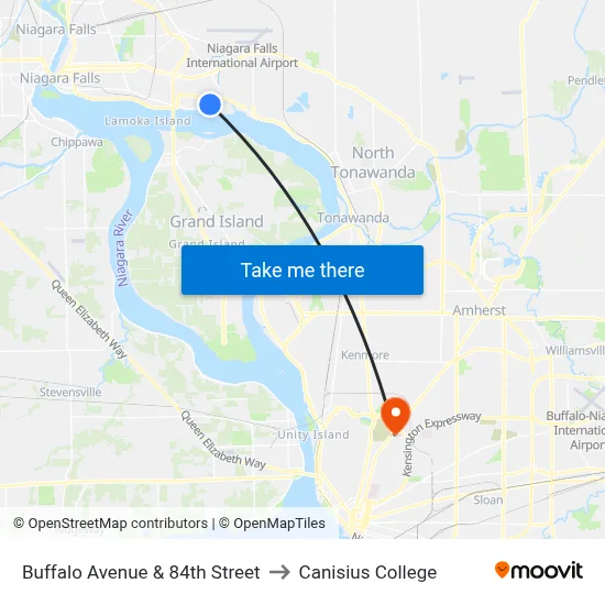 Buffalo Avenue & 84th Street to Canisius College map