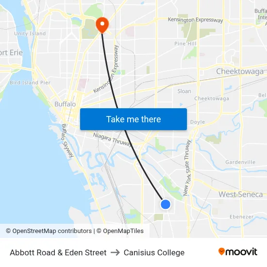 Abbott Road & Eden Street to Canisius College map