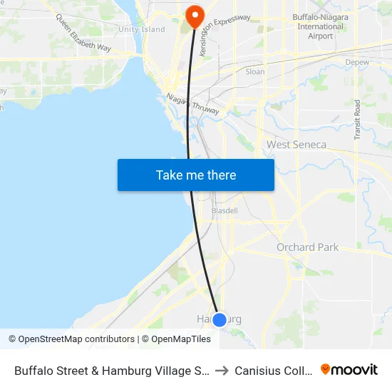 Buffalo Street & Hamburg Village Square to Canisius College map