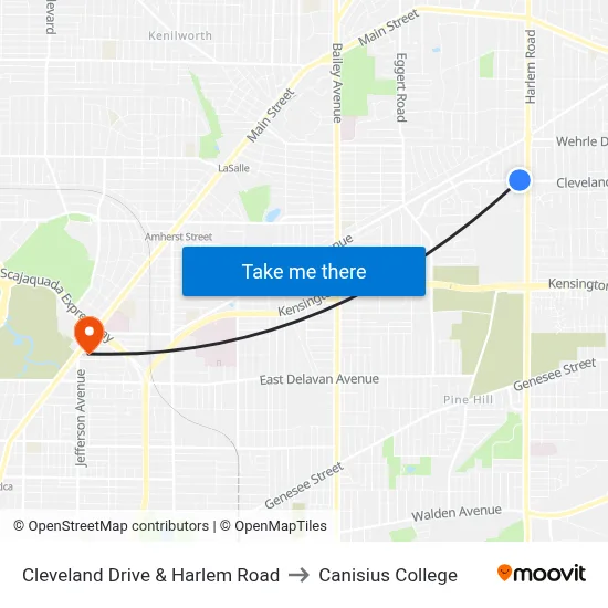 Cleveland Drive & Harlem Road to Canisius College map