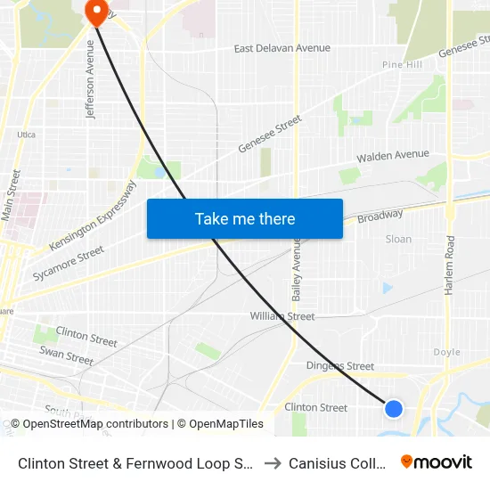 Clinton Street & Fernwood Loop Static to Canisius College map