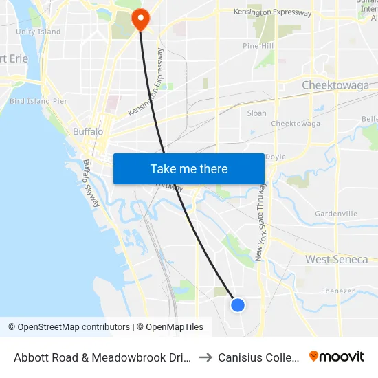 Abbott Road & Meadowbrook Drive to Canisius College map