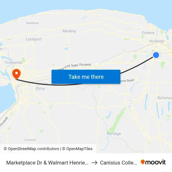 Marketplace Dr & Walmart Henrietta to Canisius College map