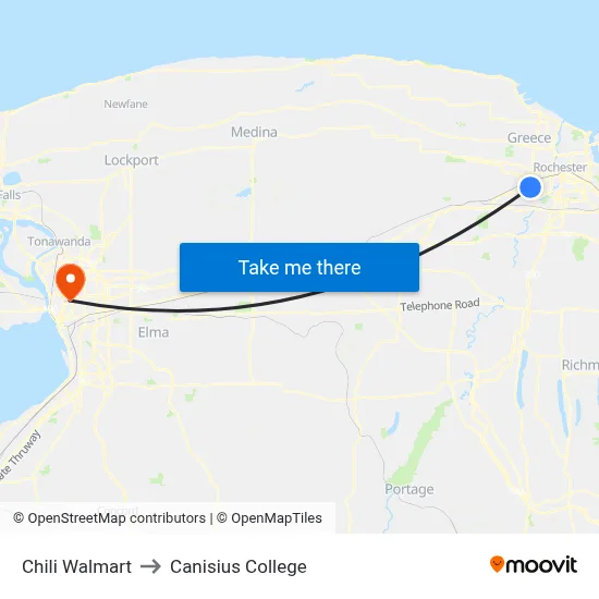 Chili Walmart to Canisius College map