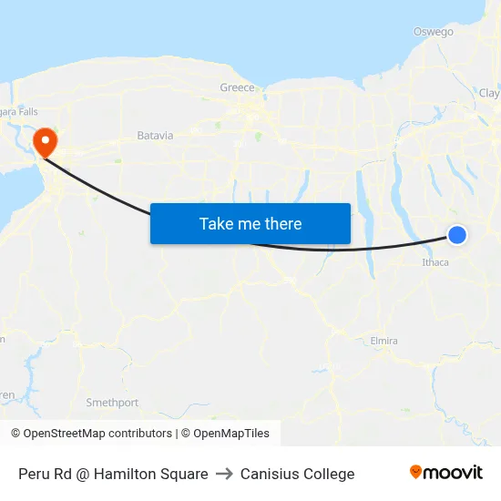 Peru Rd @ Hamilton Square to Canisius College map