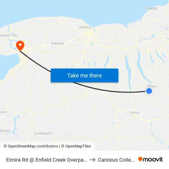 Elmira Rd @ Enfield Creek Overpass to Canisius College map