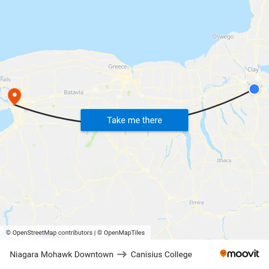 Niagara Mohawk Downtown to Canisius College map