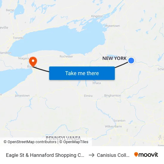 Eagle St & Hannaford Shopping Center to Canisius College map