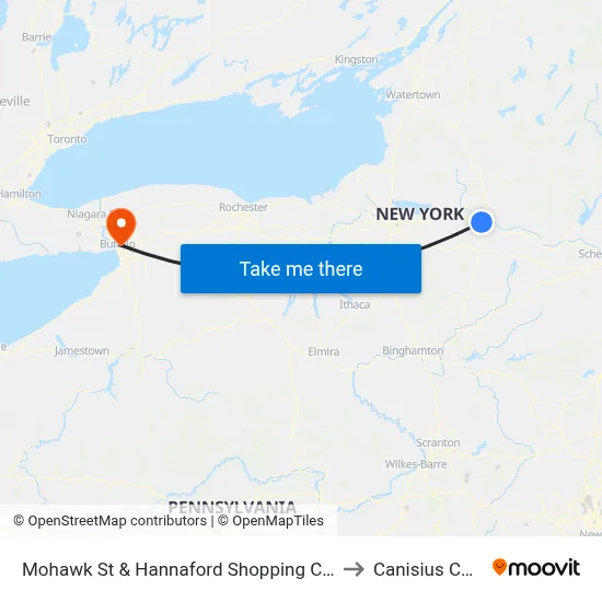 Mohawk St & Hannaford Shopping Center Ex#1 to Canisius College map