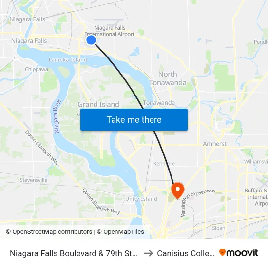 Niagara Falls Boulevard & 79th Street to Canisius College map