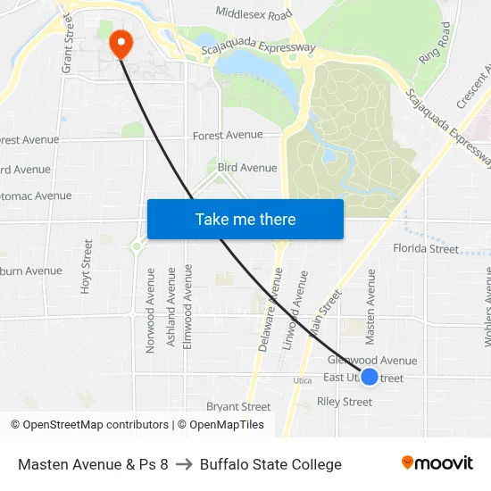 Masten Avenue & Ps 8 to Buffalo State College map