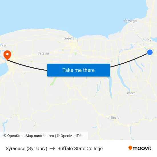Syracuse (Syr Univ) to Buffalo State College map