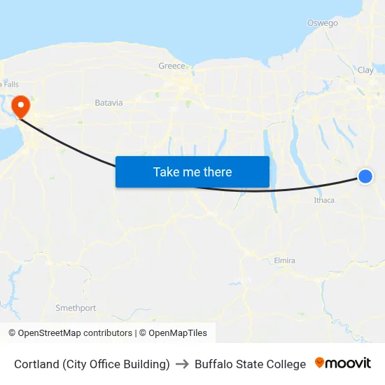 Cortland (City Office Building) to Buffalo State College map