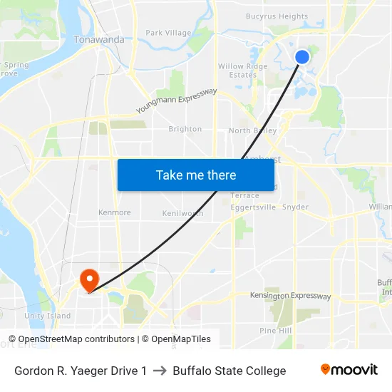 Gordon R. Yaeger Drive 1 to Buffalo State College map
