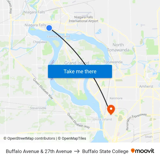 Buffalo Avenue & 27th Avenue to Buffalo State College map