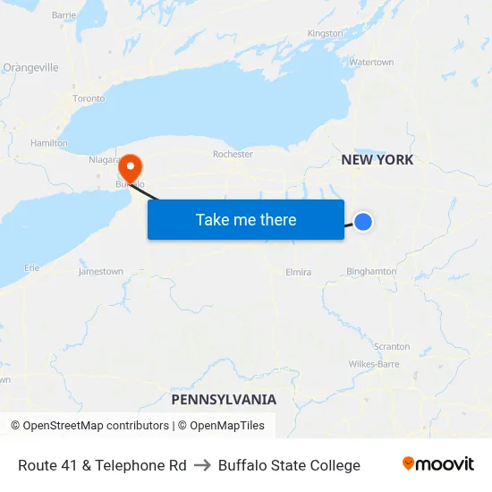 Route 41 & Telephone Rd to Buffalo State College map