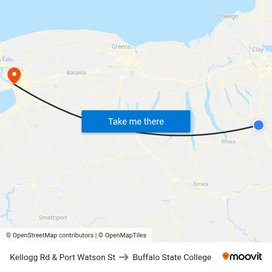 Kellogg Rd & Port Watson St to Buffalo State College map