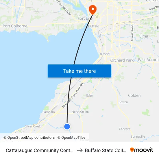 Cattaraugus Community Center Ib to Buffalo State College map