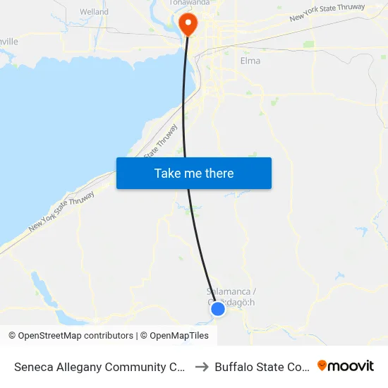 Seneca Allegany Community Center Ib to Buffalo State College map
