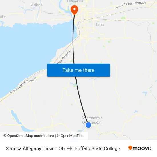 Seneca Allegany Casino Ob to Buffalo State College map
