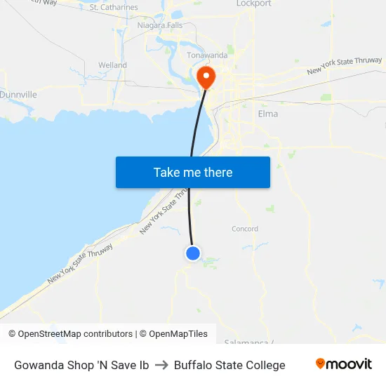 Gowanda Shop 'N Save Ib to Buffalo State College map
