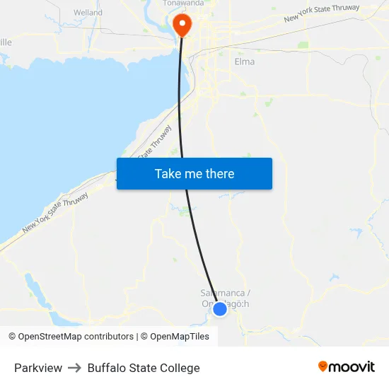 Parkview to Buffalo State College map