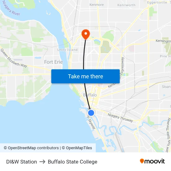 Dl&W Station to Buffalo State College map