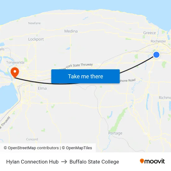 Hylan Connection Hub to Buffalo State College map