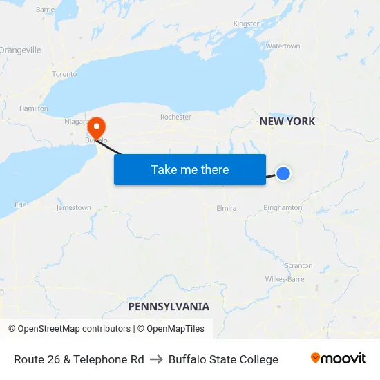 Route 26 & Telephone Rd to Buffalo State College map