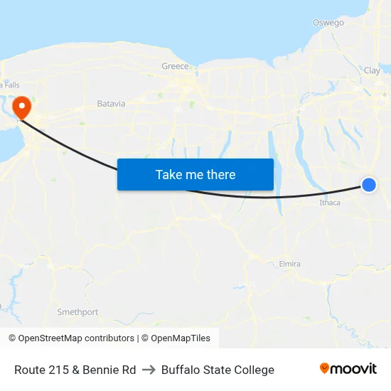 Route 215 & Bennie Rd to Buffalo State College map
