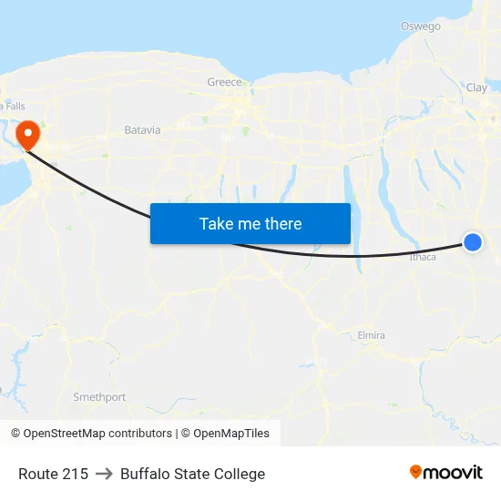 Route 215 to Buffalo State College map