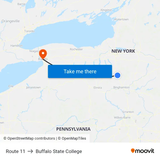 Route 11 to Buffalo State College map