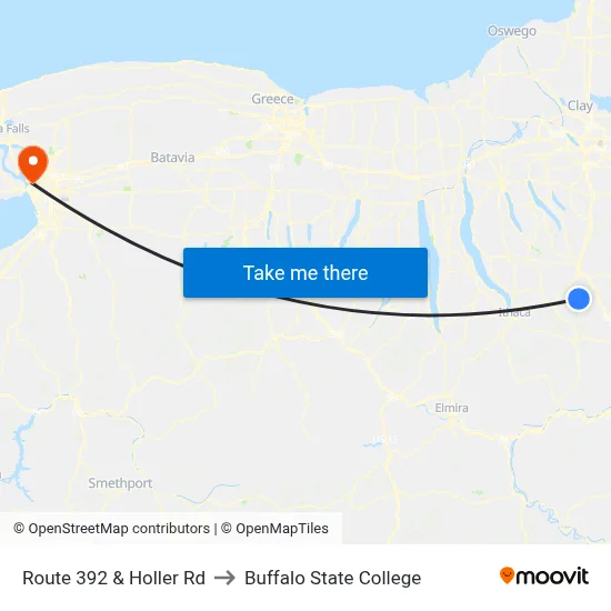 Route 392 & Holler Rd to Buffalo State College map