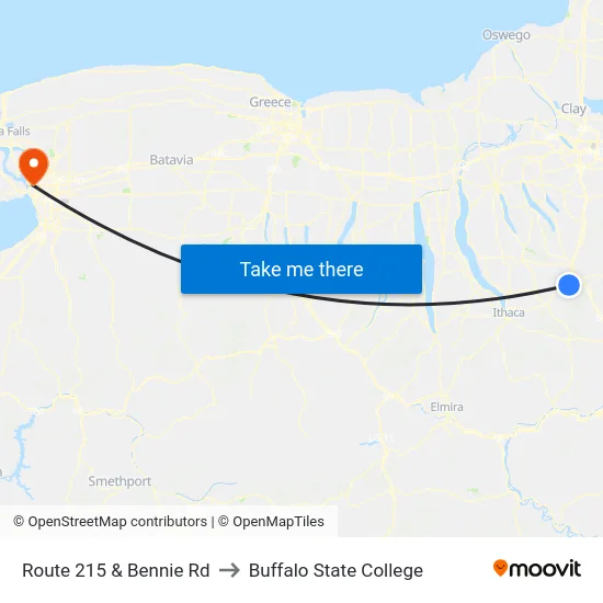 Route 215 & Bennie Rd to Buffalo State College map