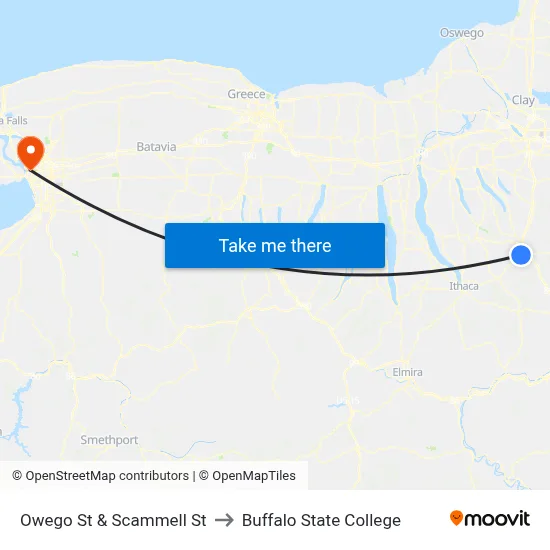 Owego St & Scammell St to Buffalo State College map