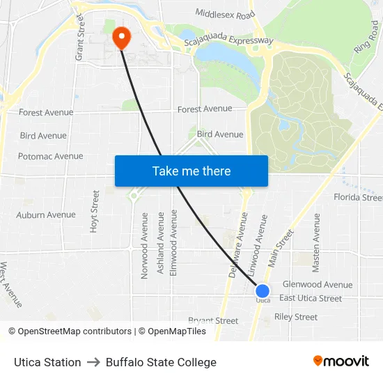 Utica Station to Buffalo State College map