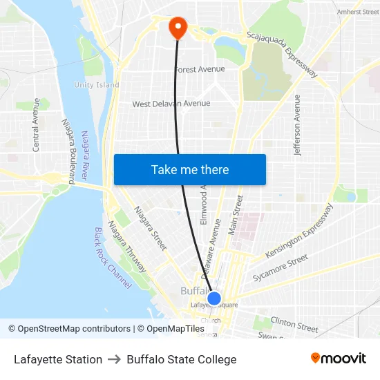 Lafayette Station to Buffalo State College map