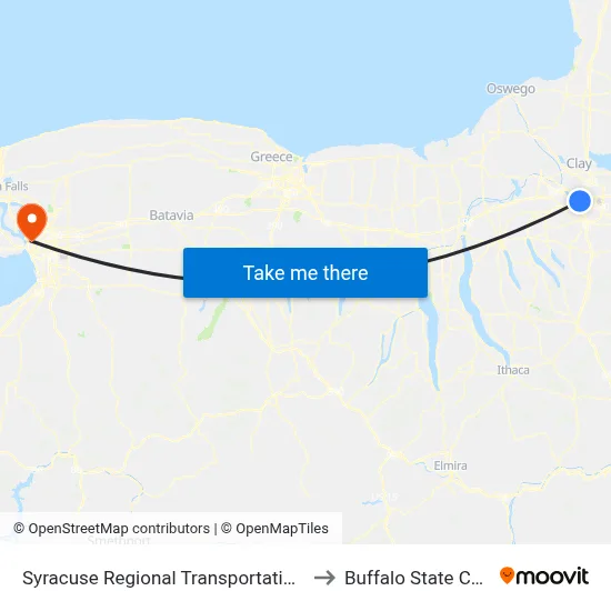 Syracuse Regional Transportation Center to Buffalo State College map