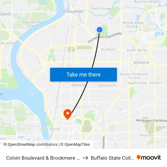 Colvin Boulevard & Brookmere Road to Buffalo State College map