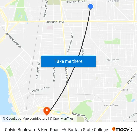 Colvin Boulevard & Kerr Road to Buffalo State College map
