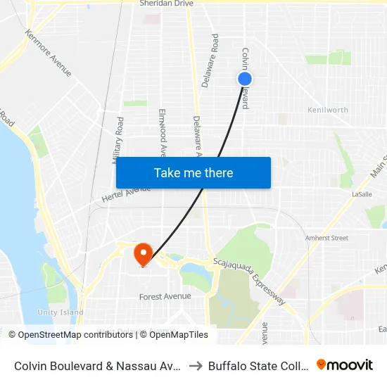 Colvin Boulevard & Nassau Avenue to Buffalo State College map