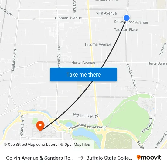 Colvin Avenue & Sanders Road to Buffalo State College map