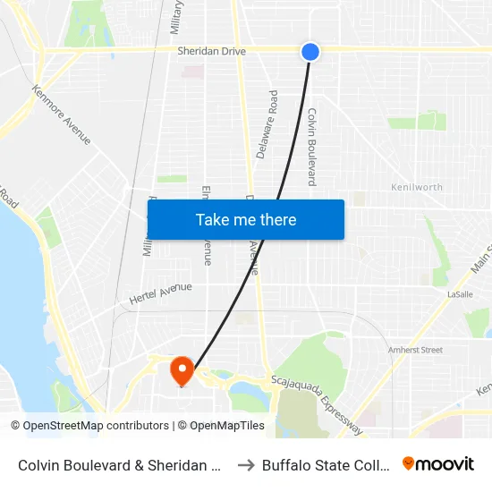 Colvin Boulevard & Sheridan Drive to Buffalo State College map