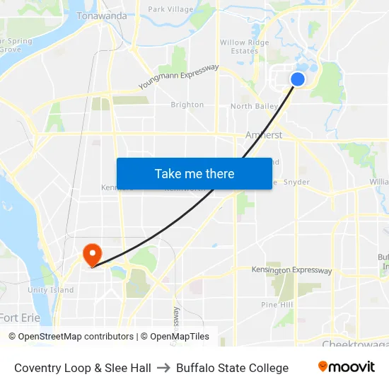 Coventry Loop & Slee Hall to Buffalo State College map