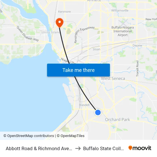 Abbott Road & Richmond Avenue to Buffalo State College map